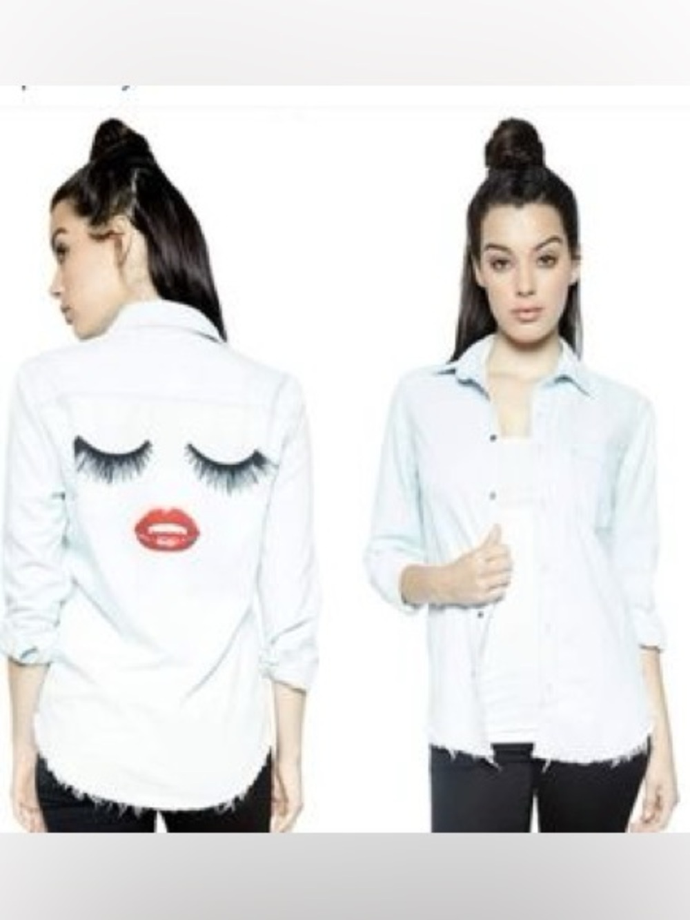 Lauren Moshi Beverly Hills Oversized Glam Face Button Down Shirt • Size Large